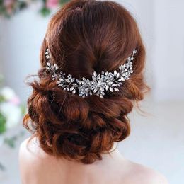 Haarspangen Luxus Silber Farbe Kristall Haarbänder Frauen Party Hochzeit Zubehör Handgefertigte Band Geflochtene Braut Kopfschmuck Reben