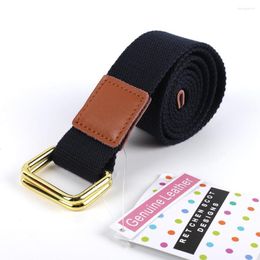 Belts Solid Colour Canvas Unisex Belt High Quality Double Ring Metal Buckle Waistband Casual Female Men Fabric For Jeans