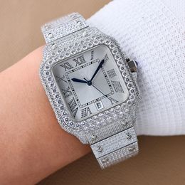 Diamond Watch Mens Automatic Mechanical 8215 Watches 40mm Business Women Wristband With Diamond-studded Steel Bracelet Montre de Luxe