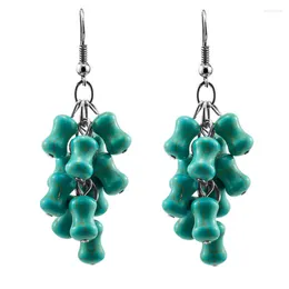 Dangle Earrings Trendy Silver Plated Green Turquoises Stone Drop For Women Geometric Jewellery