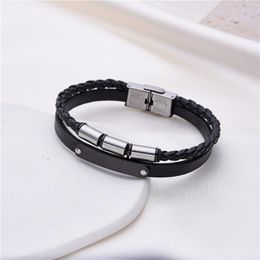 Bangle Punk Jewelry Bracelets Double Layer Titanium Steel Hand Chain Handmade Bracelet Unisex Club