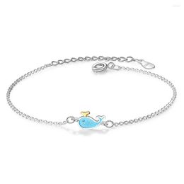 Bangle Cute Little Whale Blue Dolphin Silver Colour Bracelets For Women Girl Gift Pulseira Jewellery