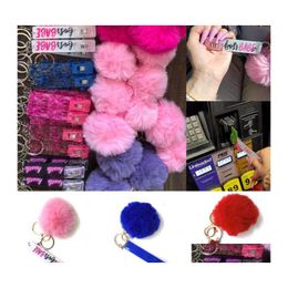 Key Rings Cute Credit Card Pler Pompom Acrylic Debit Bank Grabber For Long Nail Atm Rabbit Fur Ball Keychain Pink Cards Clip Nails D Dhx3M