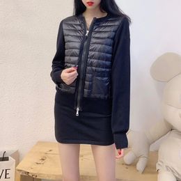 Jacket designer women coats winter long sleeve drawstring patchwork knitted down outerwear autumn fashion slim female clothing size S-XL white black Colours