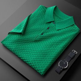 Men's Polos Premium personalized jacquard waffle knitted polo men's short sleeve summer luxury breathable t-shirt men's Korean Fashion Top 230515