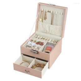 Storage Boxes Large Capacity Jewelry Display Stand Bracelets Lockable Box Earrings Necklace Cosmetics Ring Organizer