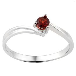 Cluster Rings Women Wedding Ring Silver 925 Band 3.5mm Red Garnet Stone Slim Classic Jewellery R679RGN