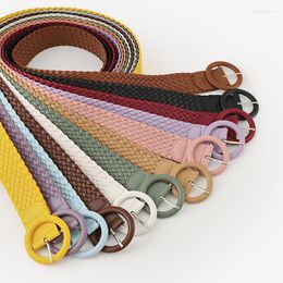 Belts Fashion Women's Candy Knitted Belt Leather Buckle Versatile Decoration Woven For Women Ceinture Cinturones