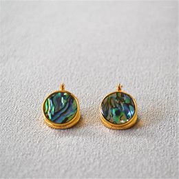 Stud Earrings Women Gold Plated Abalone Shell With Brass Base Material Fashion Ladies Jewelry