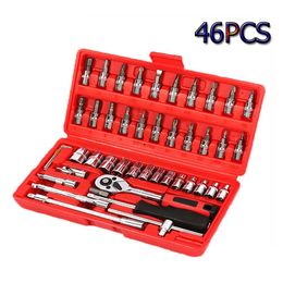 Contactdozen 46 Pcs Car Repair hand tool Set MultiPurpose Wrenches Socket Combination Tool Kit Key Wrench Set Tool with Box