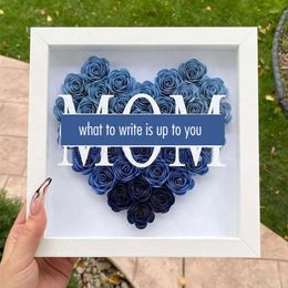 Frames Personalised Mother's Days Flower Shadow Box DIY Words Picture Frame Memory Rose Display Case Birthday Gift