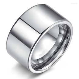 Cluster Rings Simple 10MM Wide Large Titanium Steel Face Ring For Men Super Silver Colour Men's Big Finger Wedding Jewellery