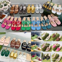 Blondie slide sandals Women Blondie Thong Sandal Circular Interlocking Flip Flop Double G Leather Flat Slide Sandals low block heels Slipper Summer Beach Shoes