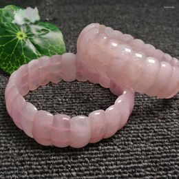 Strand 8x19mm Rectangle Pink Rose Quartzs Beads Bracelets For Women & Girl Gift Bracelet Trinket Jewellery Beaded Accessories