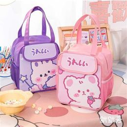 Kawaii Lunch Bag Mujeres Lindo Oso Picnic Travel Thermal Breakfast Box Girls School Child Convenient Tote Food Bags 118 2111023056