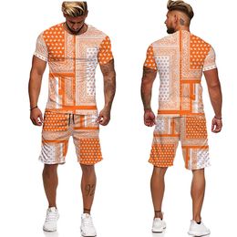 Men's Tracksuits 3D Printed T-shirt and Shorts Bandana Pattern Summer Men's Casual Sports Suit Tracksuit Men Plus size S-7XL 230515