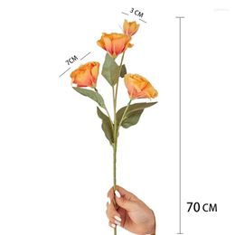 Decorative Flowers Artificial 31" Long Stem 4 Big Heads Platycodon Grandiflorum Flower Bouquet Wedding Table Party Vases Home DIY Decor