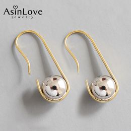 Dangle Chandelier AsinLove Creative 18K Gold U-Shaped Hook Ball Earrings Dainty Handmade Real 925 Sliver Drop Earrings for Women Fine Jewelry 230515