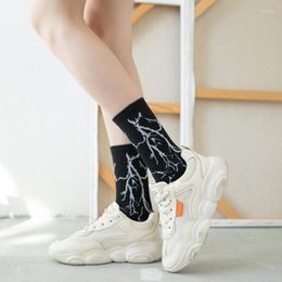 Men's Socks Fashion Harajuku Cotton Long For Men Women Striped Print Solid Colour Skateboard Calf Length Streetwear