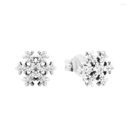 Stud Earrings Sparkling Snowflake Sterling Silver Jewelry For Woman Make Up Valentine's Day Gift Fashion