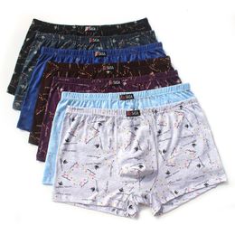 Underpants 6pcs/Lot 100% Cotton Loose Boxers Four Shorts Underpants Men'S Boxers Shorts Breathable Underwear printing Comfortable cotton 230515