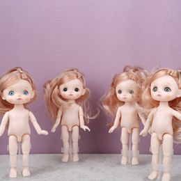 Dolls Mini Doll Cute Face 112 16cm Bjd Short Boy Hair Sleeping Pig Naked Body Dress Up Fashion for Girls Gift DIY Toys 230512