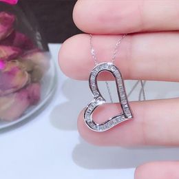 Pendant Necklaces Romantic Heart Necklace Luxury Cubic Zirconia S925 Silvery Women's Wedding Party Fashion Jewelry Valentines Day GiftPe