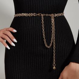 Belts Women Chain Belt With Rhinestone Decoration Long Thin Waistband Lady Elegant X Letter Crystal
