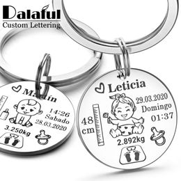 Lovely Personalised Baby Boys Girls Keychain Name Birth Weight Height For Newborn Commemorate New Mom Dad Gift Keyring P026_C