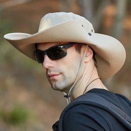 Outdoor Hats Waterproof Buckets Hat For Men Summer UV Protection Sun Hat Long Wide Brim Boonie Caps Male Outdoor Hiking Fishing Cap 230515