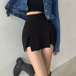 Women's Shorts Sexy Split Shorts Skirt Women's Office Ladies Suit Skirt Summer Black Mini A-line Pants Skirt High Waist Wide Leg Shorts 230512