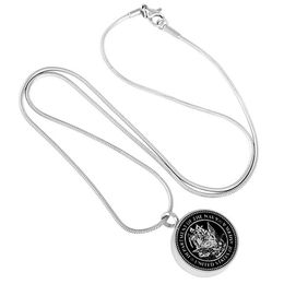 Pendant Necklaces "United States Of America Department The Navy" Engraved In Round Men Stainless Steel Necklace Jewellery Making Ash Urn