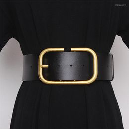 Belts Women's Wide Vintage Gold Copper Pin Square Buckle Belt For Women Casual Versatile Female