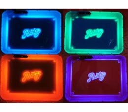 Rechargeable Glowing Lighted Herb Tobacco Plate LED Lights Rolling Tray Yellow Purple Runtz Packaging Paper Box Rolling