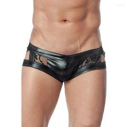 Underpants Roupa Masculina Sexy Transparent Men Mesh Underwear Est Leather Hollow Out Briefs Slip Homme Et Vulgaire MPS052