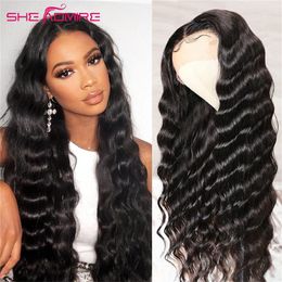 Loose Deep Wave Brazilian Human Hair Wigs HD Lace Frontal Wig Pre Plucked Black /Red /Blonde /Brown Synthetic Wigs For Women Human Hair