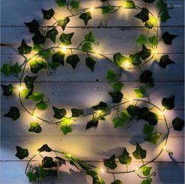 Strings 2M/3M/4M Artificial Plant Ivy Led String Light Creeper Green Leaf Vine Garland For Christmas Wedding Holiday Decorative Lights