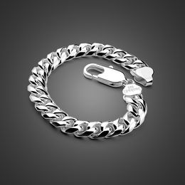 Bangle Fashion Men's Punk Jewelry 100% 925 Sterling Silver Bracelet Men's Thick Cuban Chain 810 MM 79 inch Bracelet 230512