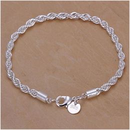 Charm Bracelets Sier Colour Chain Exquisite Twisted Bracelet Fashion Women Men Solid Cute Simple Models Jewellery Drop Delivery Dhcu0