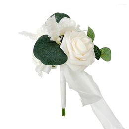 Decorative Flowers Mini Bride Bridesmaid Holding Silk Cloth DIY Wedding Table Centrepieces Bouquets With Satin Ribbon