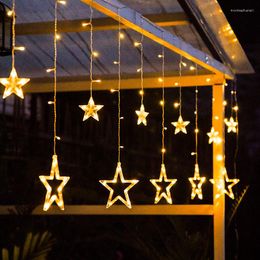 Strings Christmas Curtain Lights Star Holiday Lighting Decors For Year Wedding Bedroom Bar 2.5m(W) X1m(H) EU Plug In