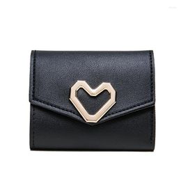 Wallets Sweet Tassel Women's Wallet 2023 Fashion Trendy Heart Shaped Metal Buckle Decoration Card Bag Short Money Clip PU Clutches
