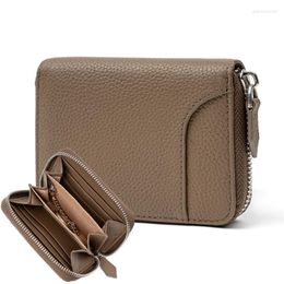 Wallets Japanese Style Men's Purse Short Money Clip Multi Card Coin Cowhide Zipper Bag Key Chain