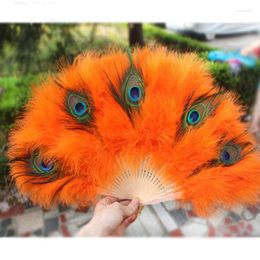 Party Favour 2pcs Lot Ostrich Feather Folding Dancing Hand Fans Wedding Marriage Day Po Prop Bride Bridesmaid Gifts