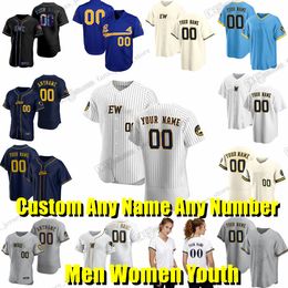 Custom S-6XL Christian Yelich Joey Wiemer Baseball Jersey Brian Anderson Mike Brosseau Matt Bush Corbin Burnes Victor Caratini Freddy Peralta Colin Rea Alex Claudio