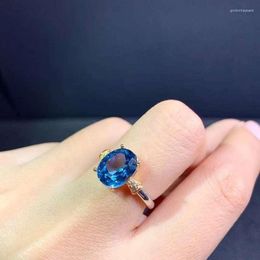 Cluster Rings Vintage Silver Gemstone Ring For Women 8mm 10mm Natural Topaz Man Fashion 925 Jewelry Gift