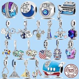 925 charm beads accessories fit pandora charms jewelry Star Eyes Fatima Hamsa Hand Moon Plane Travel Bead