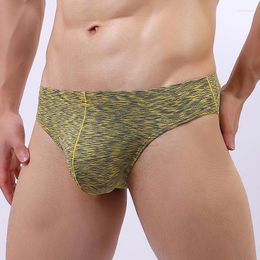 Underpants Sexy Men Plus Size Stripe Solid U Convex Pouch Briefs Low Rise Big Penis Home Underpant Breathable Gay Wear F8