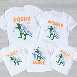 Family Matching Outfits Birthday Clothes Kids T Shirt Dinosaur Custom Party Boys Clothing Outfit 230512