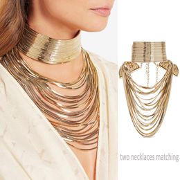 Pendant Necklaces JURAN Gold Punk Necklace Long Metal Chain Tassel Necklace Pendant Necklace Maxi Statement Necklace 3 Colour Trend 230512